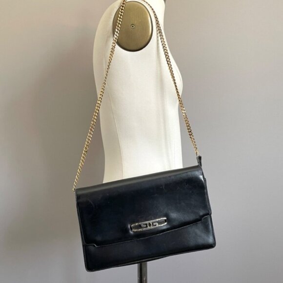 Vintage Gucci Black Leather Convertible Shoulder Bag / Clutch - Medium 🇮🇹 - Picture 1 of 11